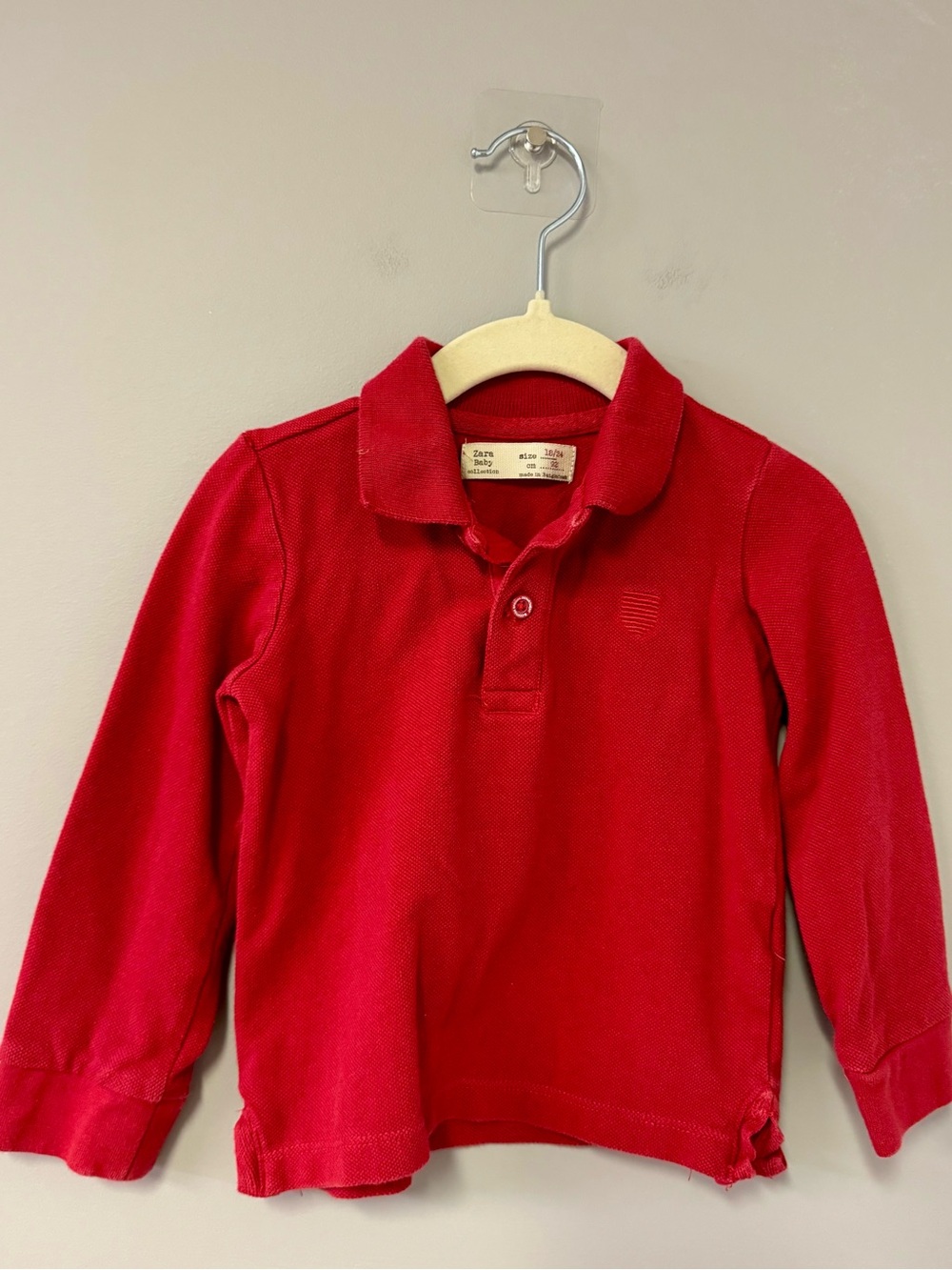 Zara Kids Bright Red Long-Sleeve Polo Top